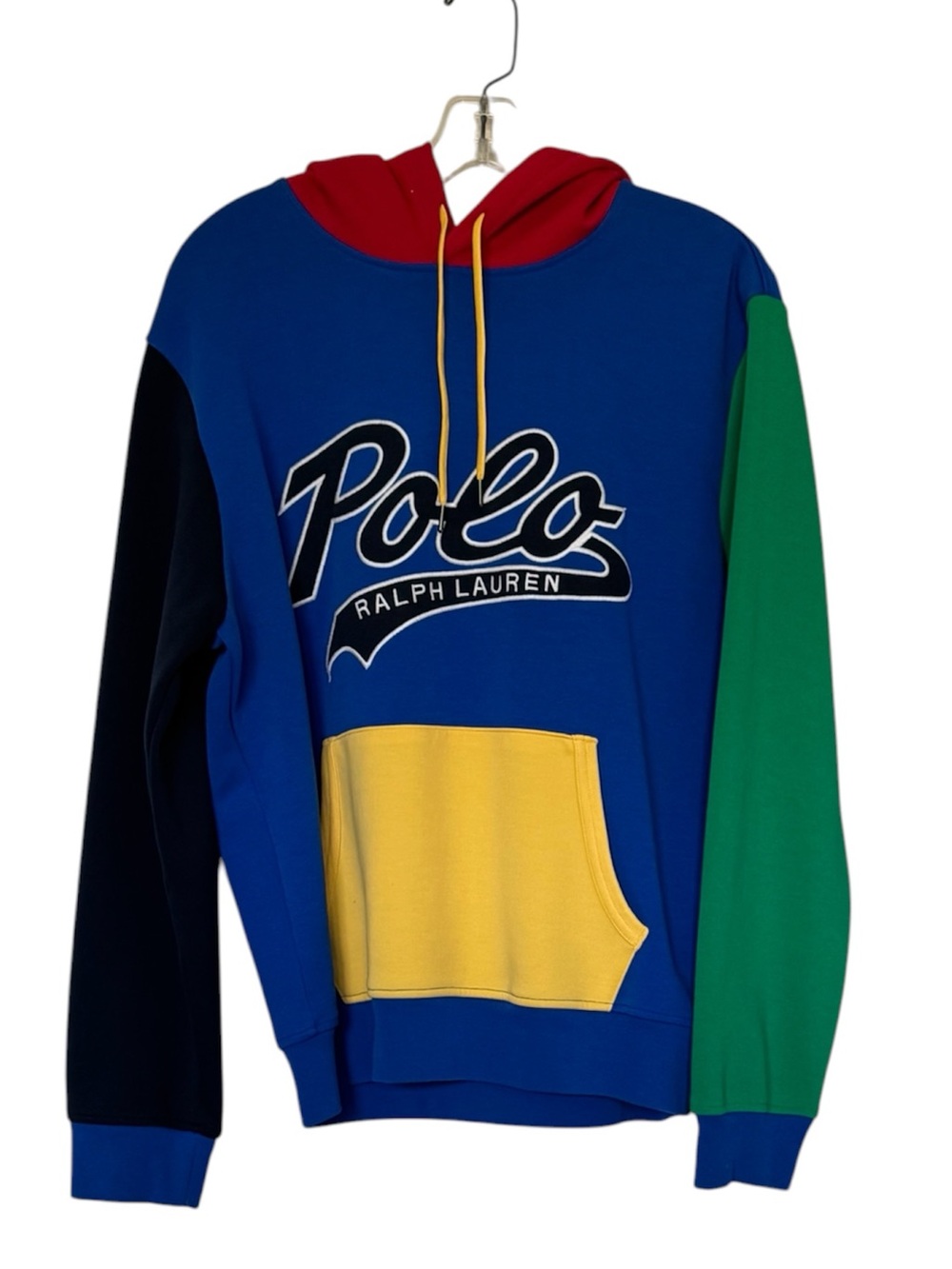 Polo Ralph Lauren Men's Logo Rare 90s Style Color-Blocked Double-Knit Hoodie